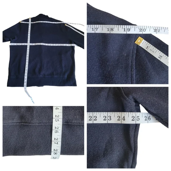 Banana Republic Tactical Sweater Preppy Cardigan Wool Blend Navy Blue Me… - Picture 15 of 17